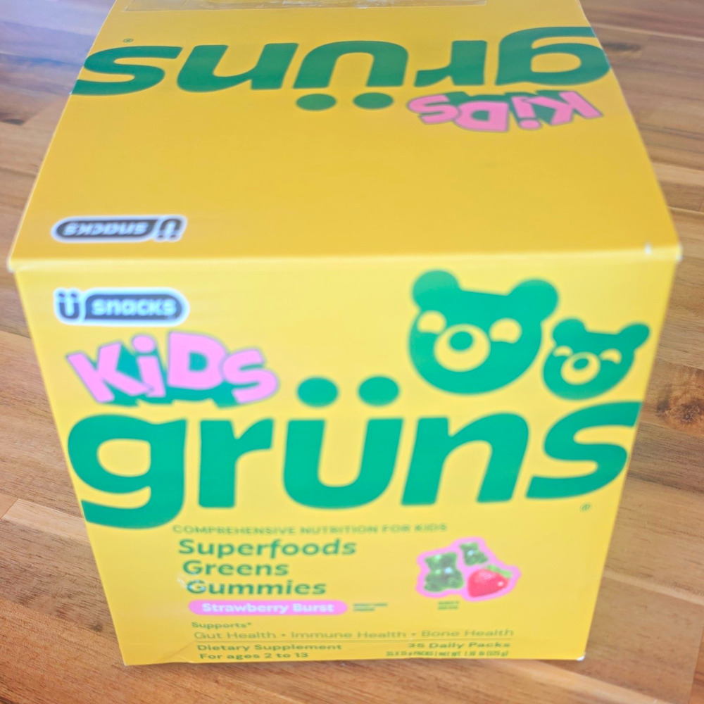 Grüns Kids Superfoods Greens Gummies – Strawberry Burst – 31 Daily Packs